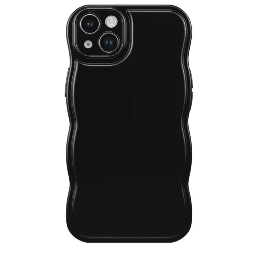 Fabspark iPhone 16 Phone Case BLACK Soft Silicone Simple Wave Design Wavy Cover - Picture 1 of 6